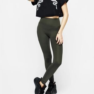 Disturbia Snake Olive High-Waisted Leggings